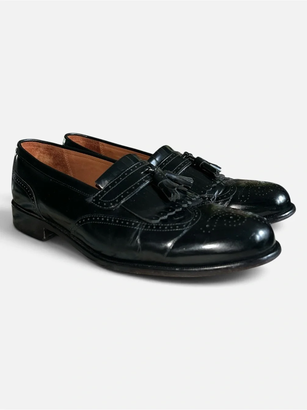 Bostonian Classics Black Kilty Tasseled Wingtip Leather Loafers Men’s Size 11.5